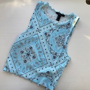 Baby blue bandanna ish tank